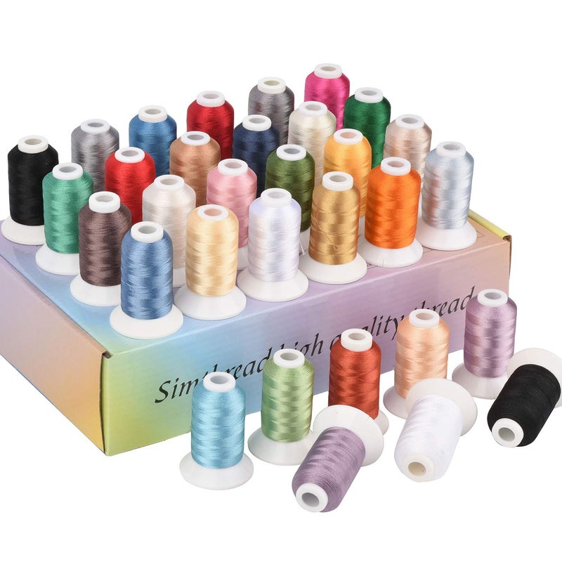 Simthread 32 Madeira Colors Polyester Embroidery Machine Thread Kit 500M (550Y) Similar to Madeira Robinson-Anton Colors - Assorted Color 1 - Image 1